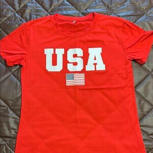 Women’s Red USA T-Shirt with Flag